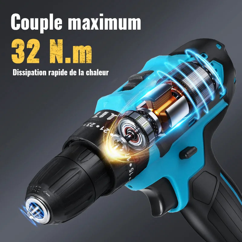 Taladro de impacto inalámbrico, destornillador multifuncional, batería de litio recargable, herramienta eléctrica de velocidad de 1350rpm, 28V