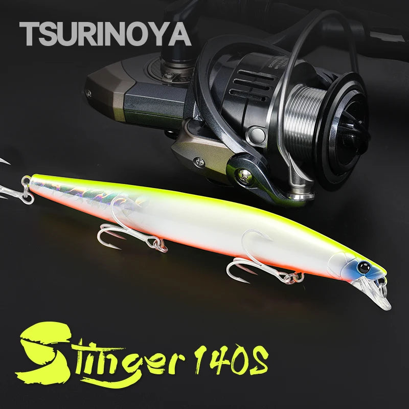 Señuelo de pesca TSURINOYA Stinger 140S, pececillo hundido DW92 140mm 26g, lubina de agua salada
