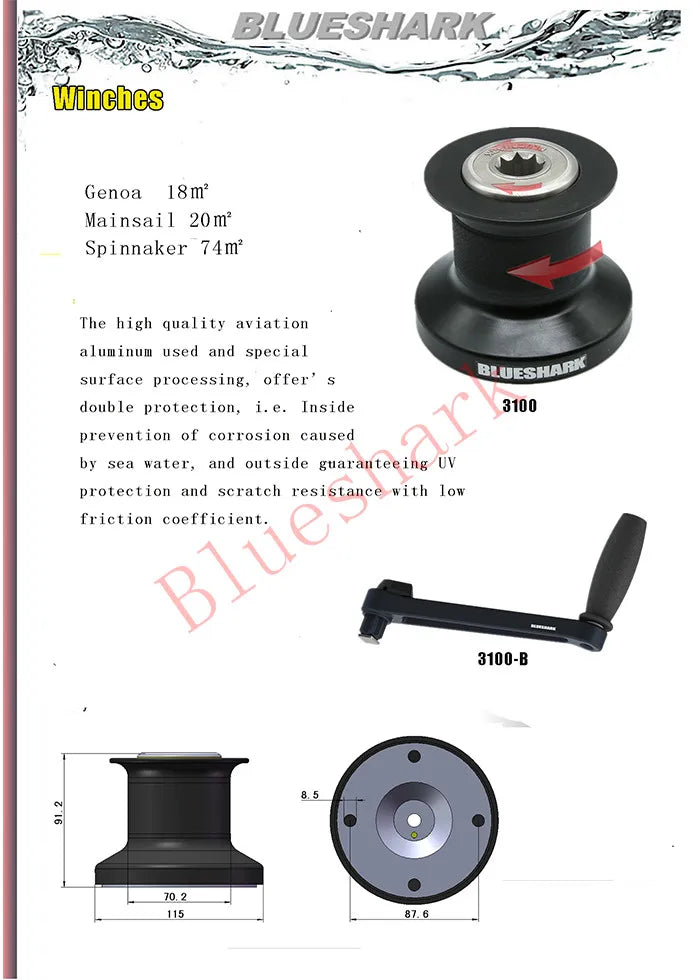 Cabrestante manual para velero 3100 y herrajes para velero 3100-B