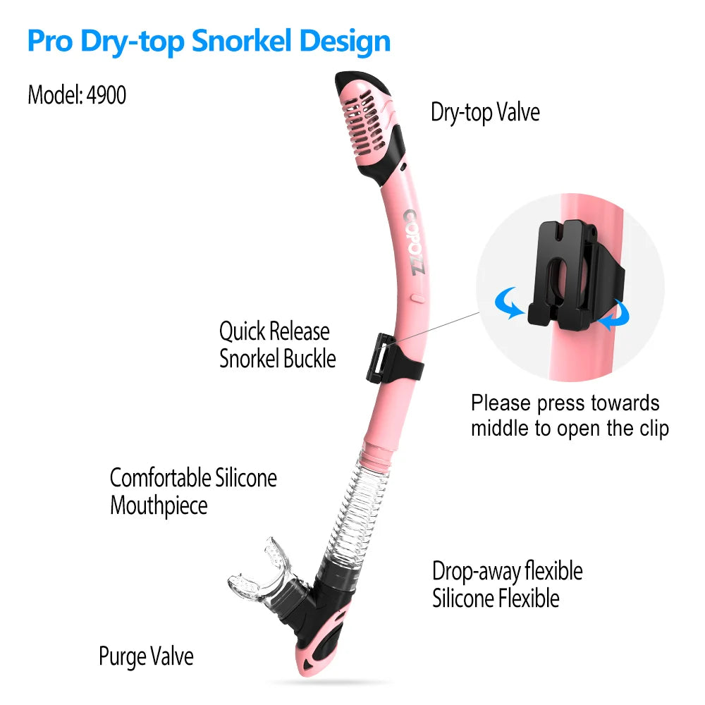Máscara de buceo profesional COPOZZ – Antiempañante, vidrio templado y snorkel