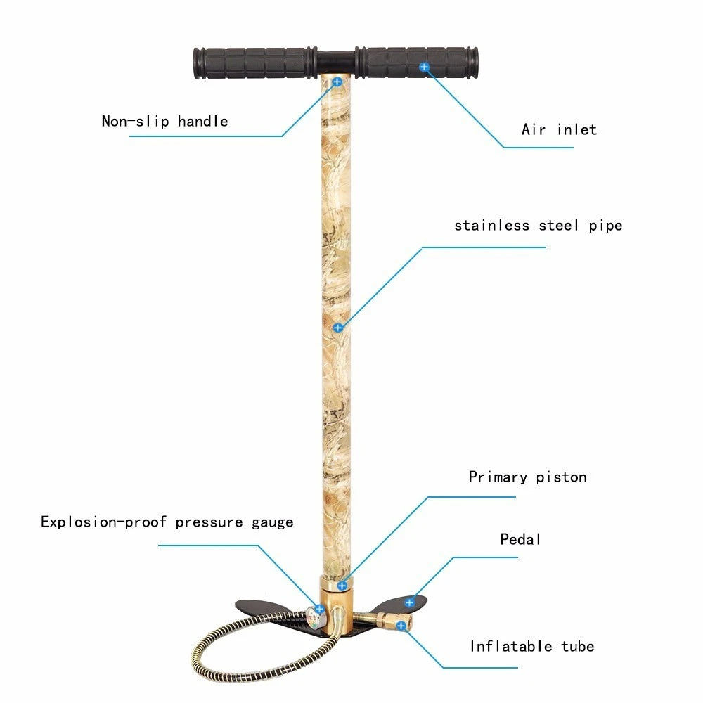 Bomba PCP manual 3 etapas 300bar – 30MPa / 4500psi para rifles y air paintball