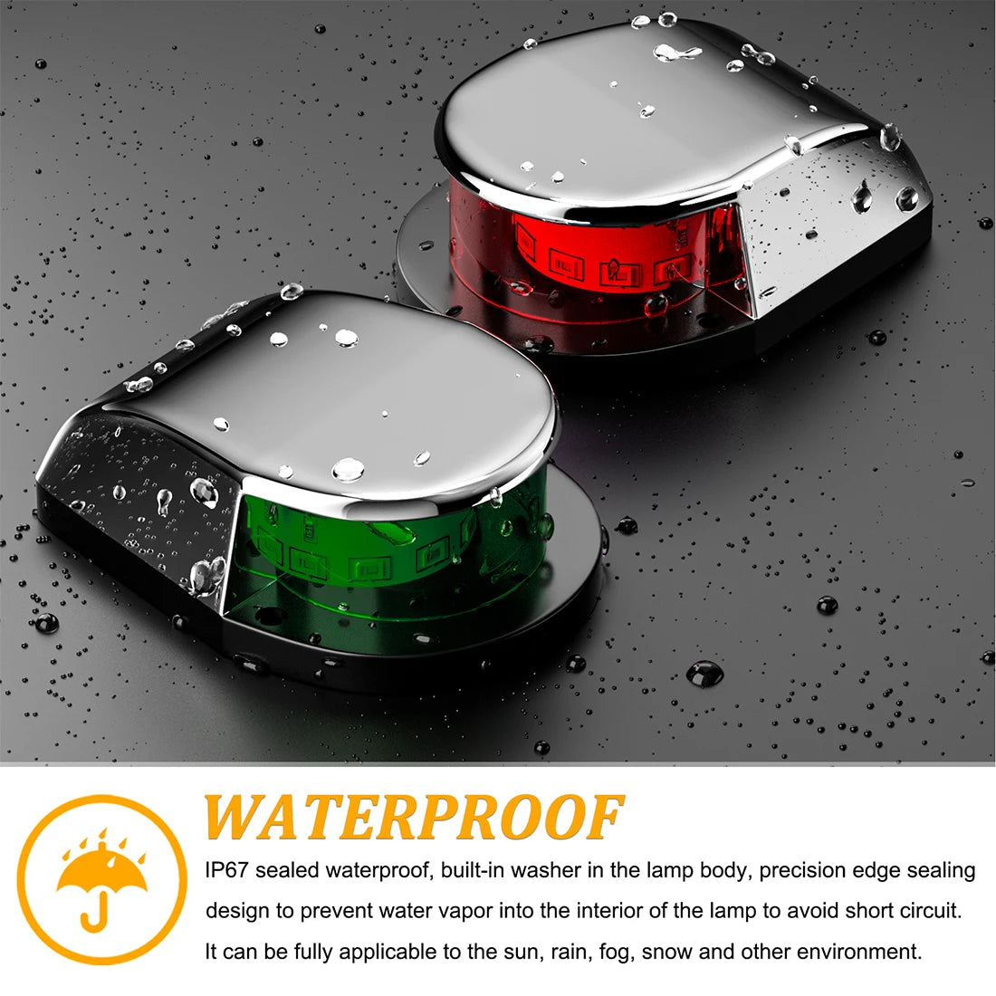 Luces de navegación para barcos marinos, luces laterales LED impermeables de 12V, luces de estribo de puerto rojo y verde para yate, barco de pesca