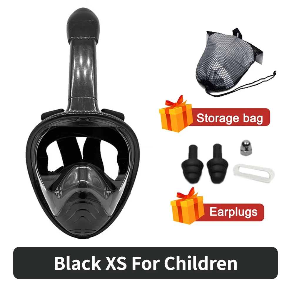 Máscara de buceo profesional para esnórquel, máscara de snorkel de cara completa subacuática, gafas antiniebla para niños y adultos, equipo de natación