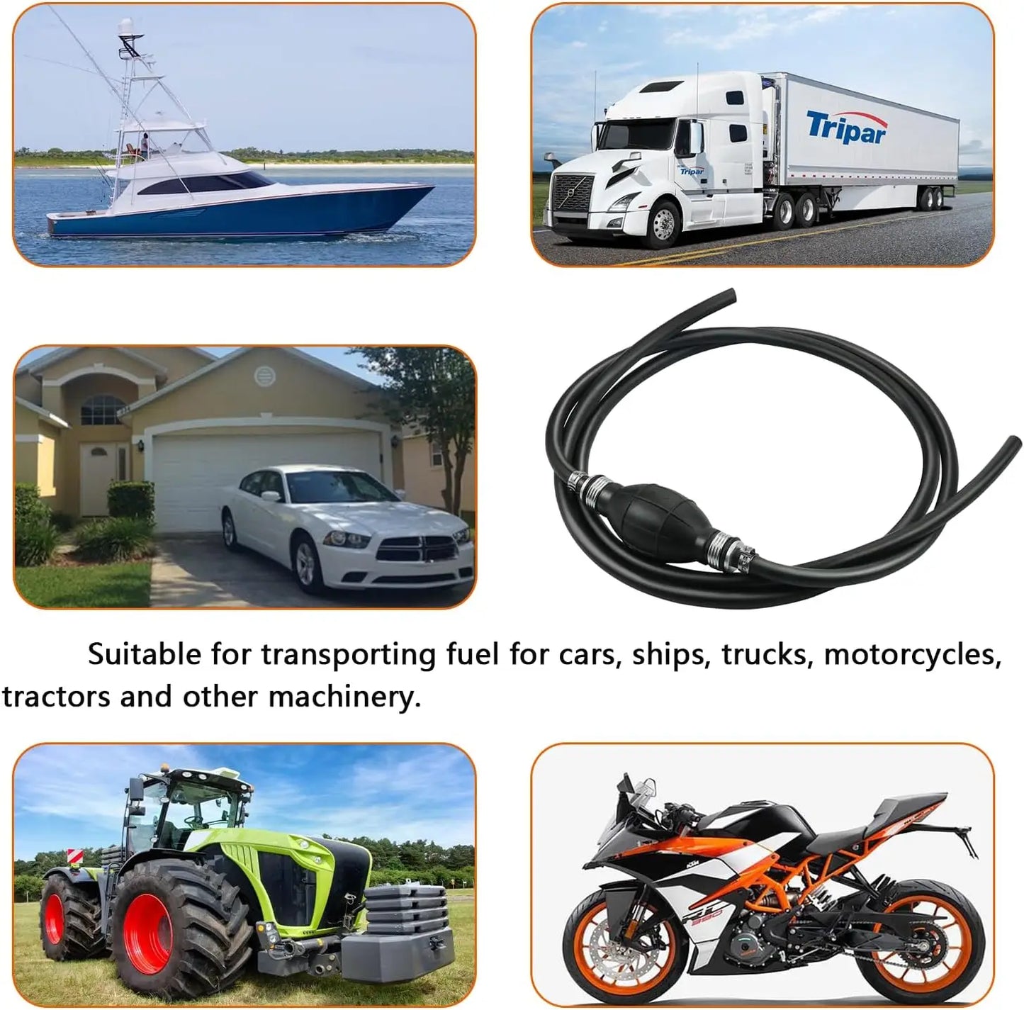 Conjunto de línea de combustible de 5/16", conjunto de manguera de línea de combustible de 6 pies con bombilla de cebado para motor fueraborda marino, vehículos recreativos, tractores y caravanas
