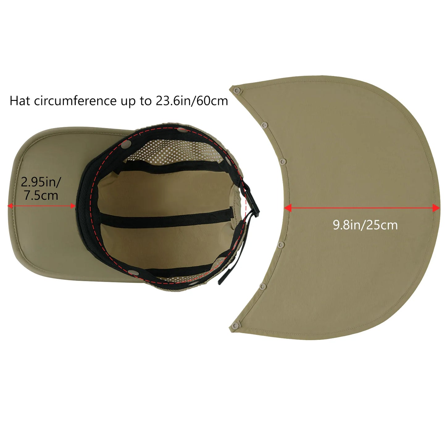 Sombrero de pesca BASSDASH plegable UPF 50+ con solapa desmontable