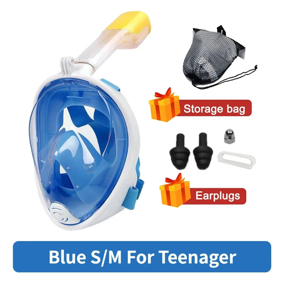 Máscara de buceo profesional para esnórquel, máscara de snorkel de cara completa subacuática, gafas antiniebla para niños y adultos, equipo de natación