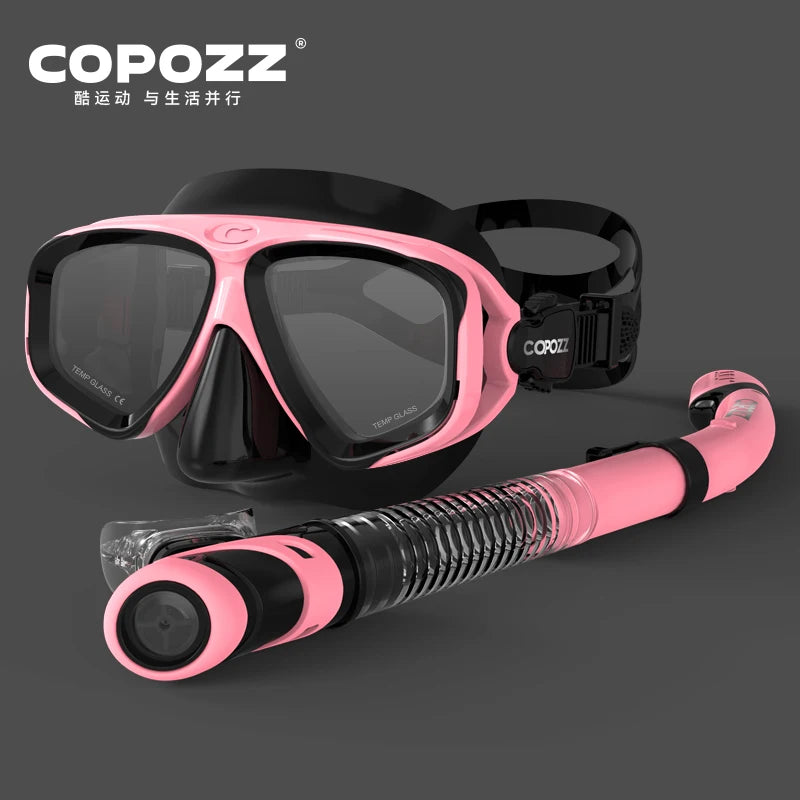 Máscara de buceo profesional COPOZZ – Antiempañante, vidrio templado y snorkel