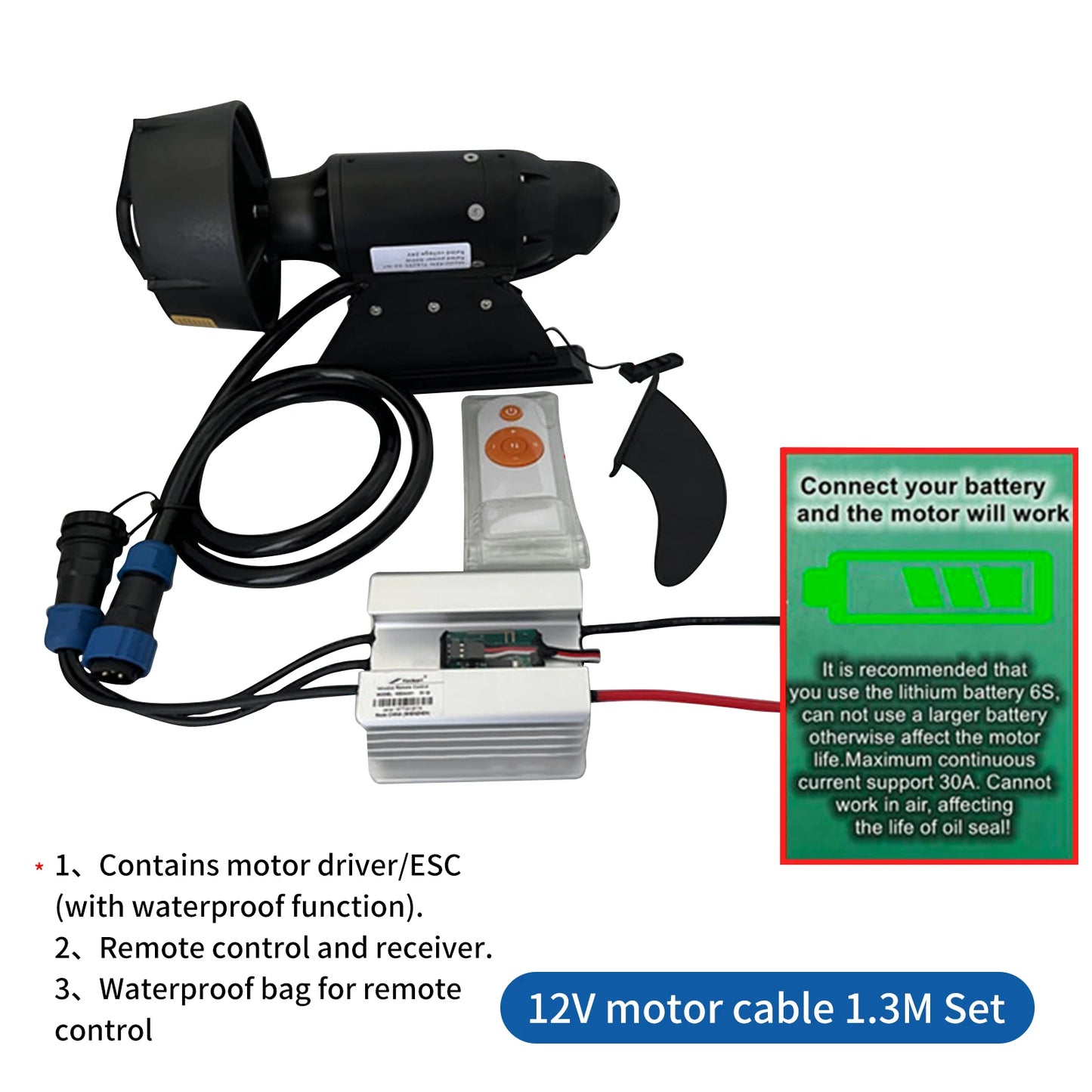 Aleta eléctrica subacuática Kedean 380 W/600 W – Motor brushless para SUP, surf y kayak