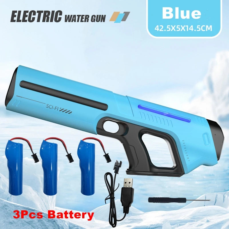 Pistolas de agua eléctricas para adultos y niños, potentes chorros automáticos con succión de agua, juguete de playa al aire libre para verano, regalo para niños
