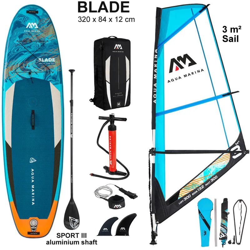 2022 windsurf 320*84*15CM tabla AQUA MARINA BLADE tabla de sup inflable vela velero stand up paddle surf tabla de surf windsail