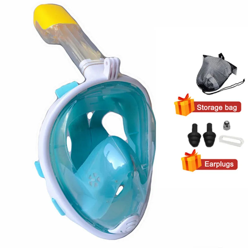 Máscara de buceo profesional para esnórquel, máscara de snorkel de cara completa subacuática, gafas antiniebla para niños y adultos, equipo de natación