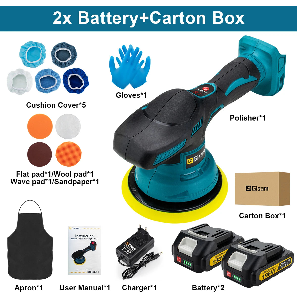 Gami-pulidor de coche inalámbrico, 8 engranajes, ajustable, eléctrico, encerado, lijado, sellado, herramienta eléctrica compatible con Pin de batería Makita de 18v