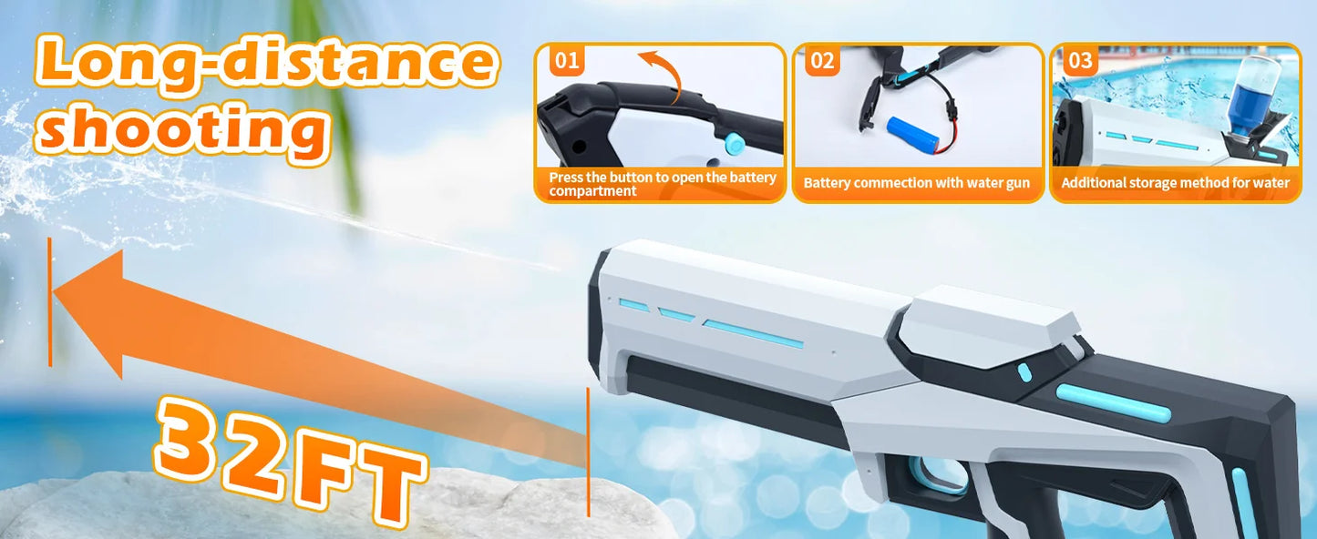 Pistolas de agua eléctricas para adultos y niños, potentes chorros automáticos con succión de agua, juguete de playa al aire libre para verano, regalo para niños