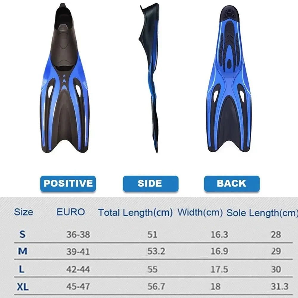Aletas antideslizantes de goma TPR para adultos – Buceo, natación y snorkel