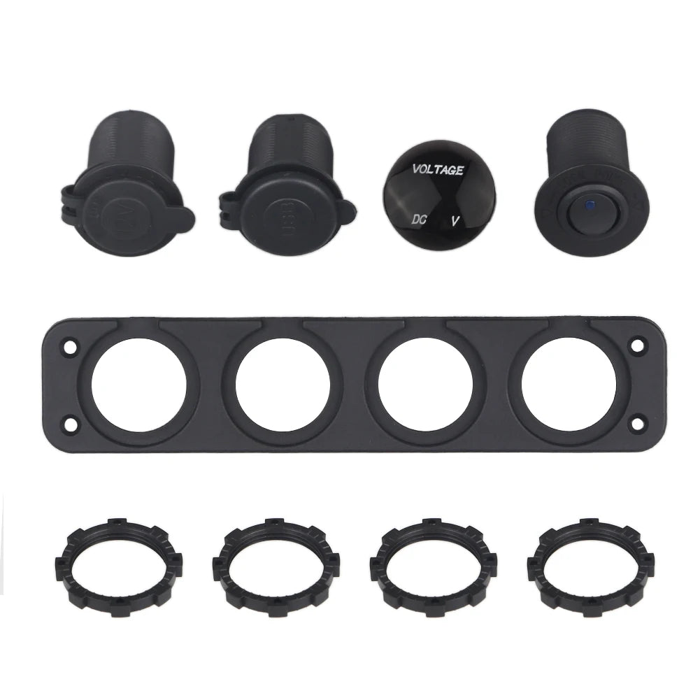 Panel de interruptor de 5 entradas para barco, circuito Led impermeable con voltímetro, Cargador Usb Dual, 12v y 24v