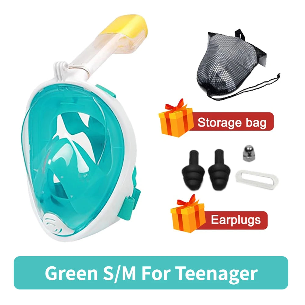Máscara de buceo profesional para esnórquel, máscara de snorkel de cara completa subacuática, gafas antiniebla para niños y adultos, equipo de natación