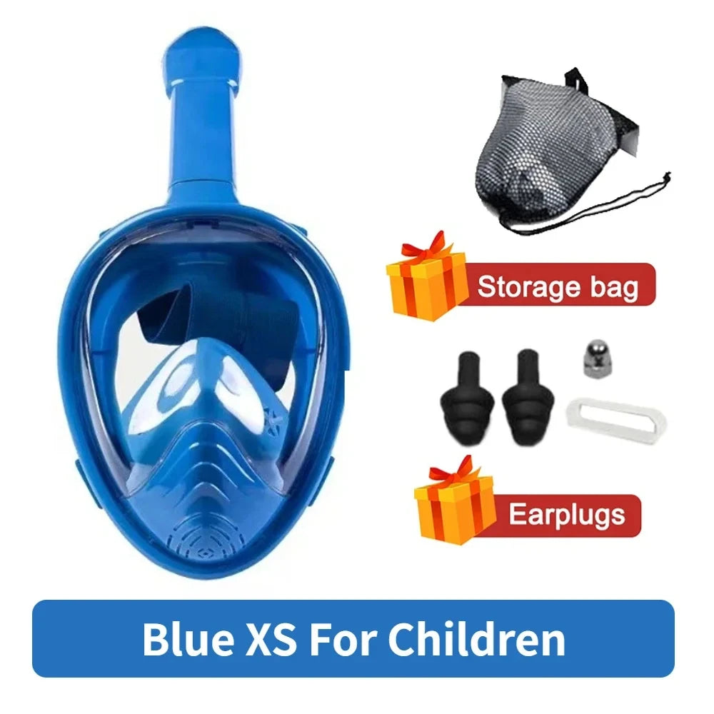 Máscara de buceo profesional para esnórquel, máscara de snorkel de cara completa subacuática, gafas antiniebla para niños y adultos, equipo de natación