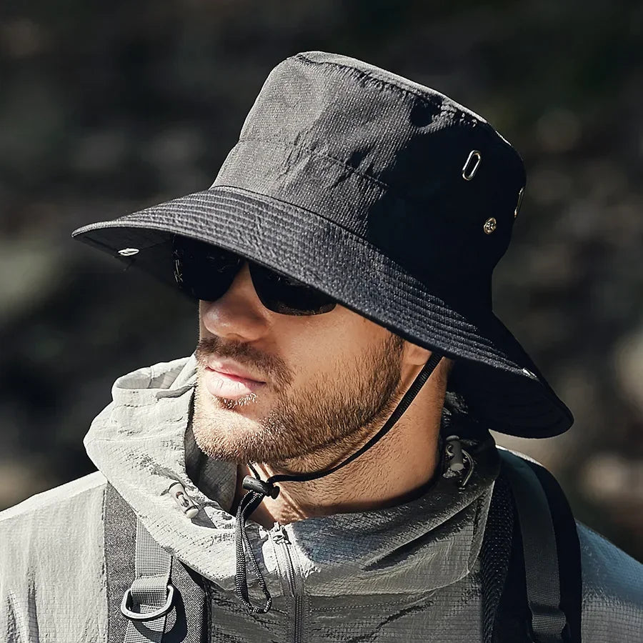 Sombrero impermeable con protección UV para pesca y aventura al aire libre