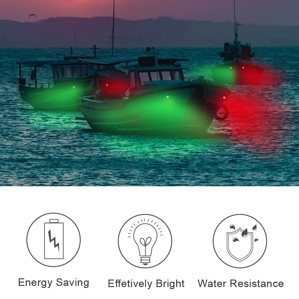 Luz de navegación para yates Luz LED impermeable con sonido marino Luz de navegación Luz marina roja y verde 12V 24V 2 uds