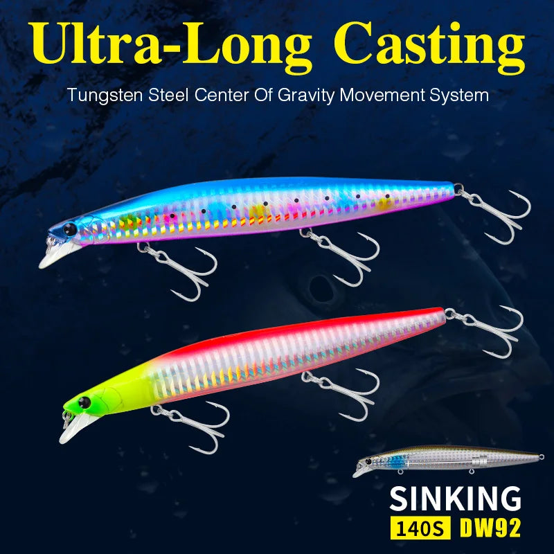 Señuelo de pesca TSURINOYA Stinger 140S, pececillo hundido DW92 140mm 26g, lubina de agua salada