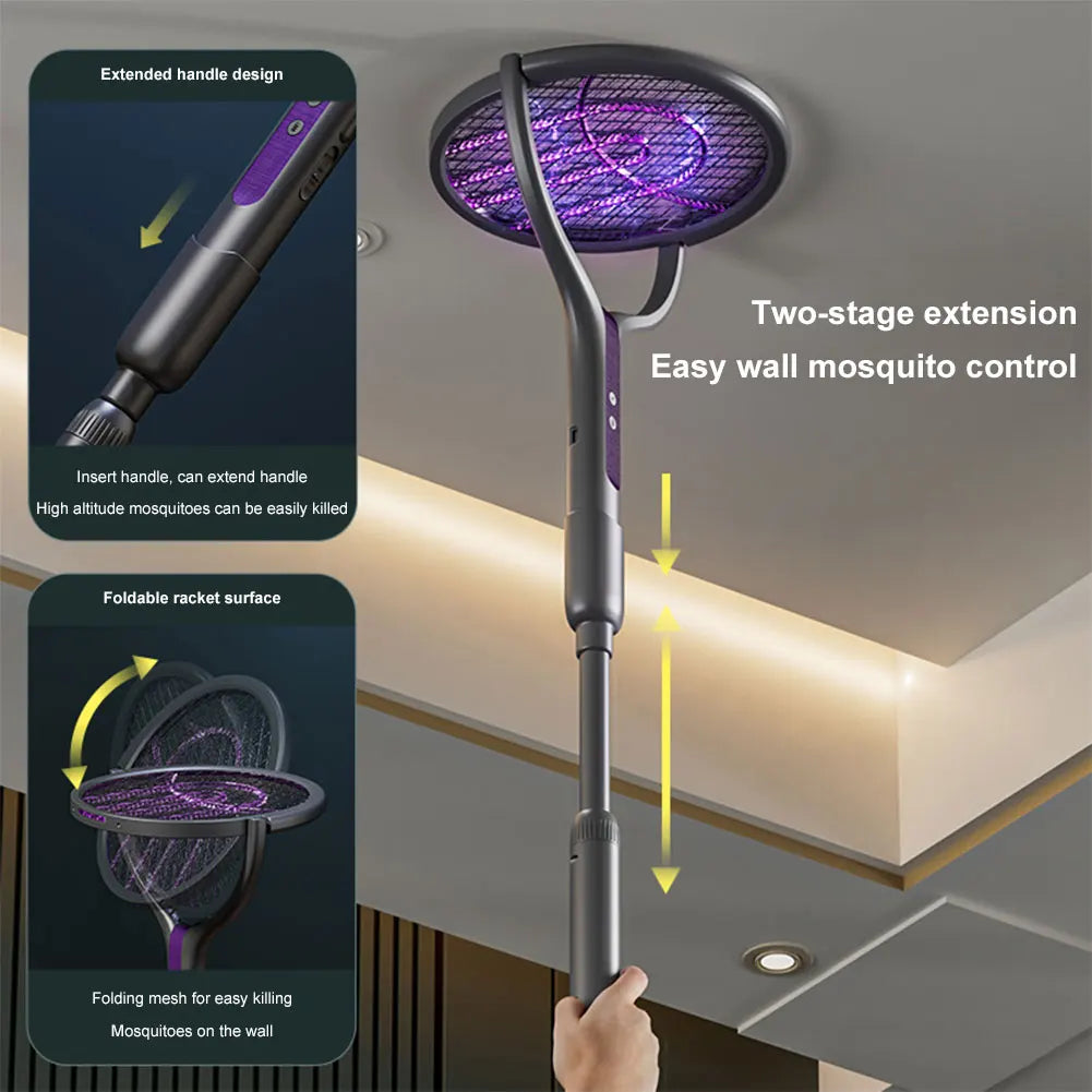 Matamoscas eléctrico con cabezal giratorio 2 en 1