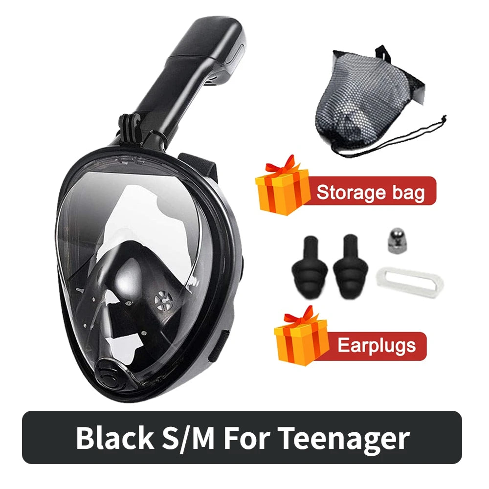 Máscara de buceo profesional para esnórquel, máscara de snorkel de cara completa subacuática, gafas antiniebla para niños y adultos, equipo de natación