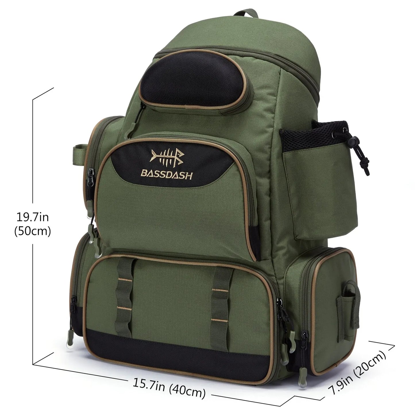 Mochila de pesca táctica multifuncional BASSDASH, mochila ligera para almacenamiento y movilidad