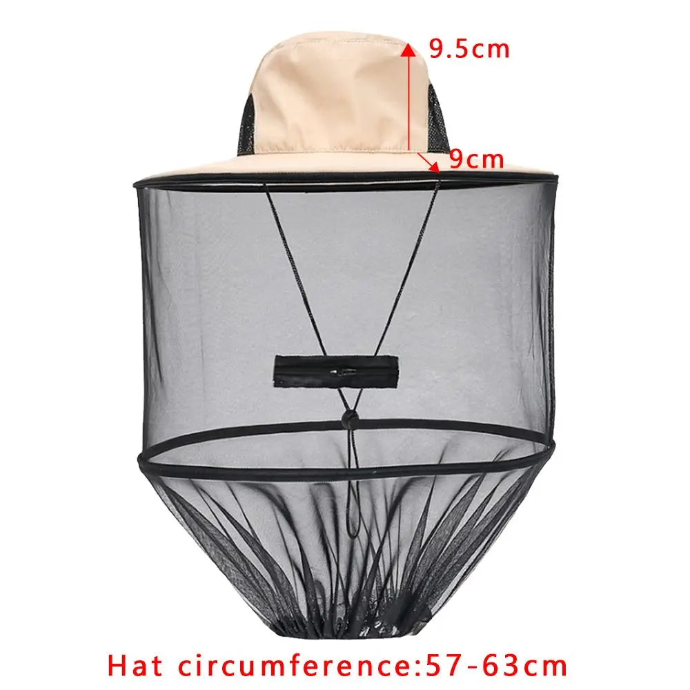 Sombrero repelente de insectos con protección solar y red invisible
