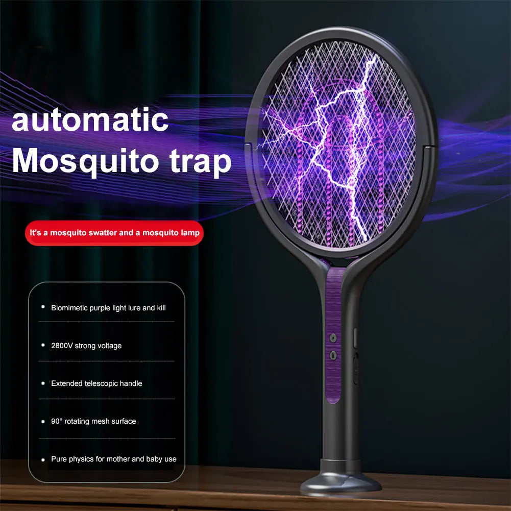 Matamoscas eléctrico con cabezal giratorio 2 en 1