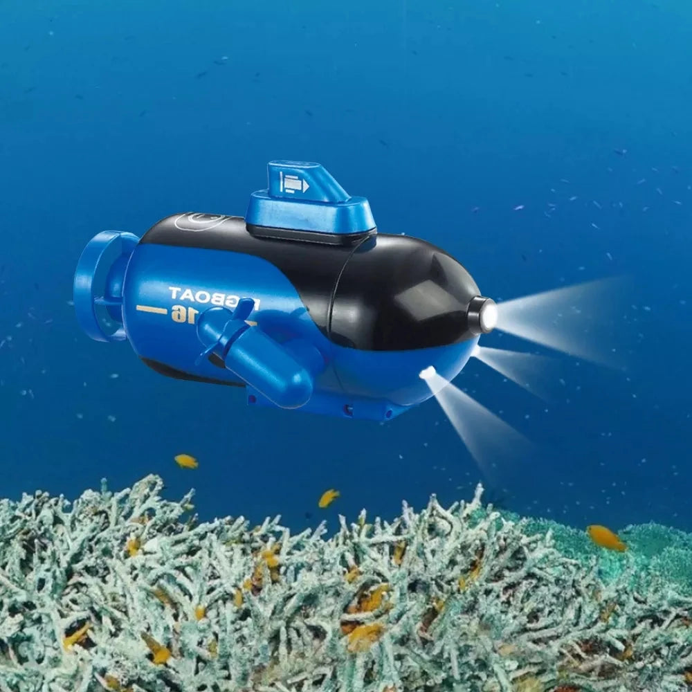 Mini submarino teledirigido con luz LED, barco de Radio Control, carga impermeable, submarino alimentado por energía Nuclear, modelo de regalo, juguetes para niños, nuevo
