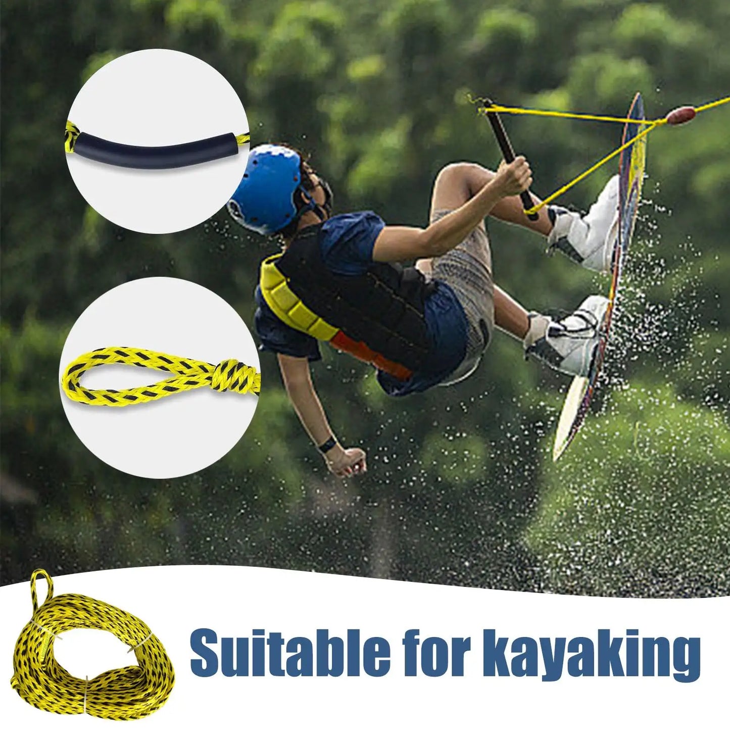 Cuerda flotante segura profesional, equipo de remolque inflable para canotaje, esquí, Wakeboarding, rodillera, accesorios para deportes acuáticos