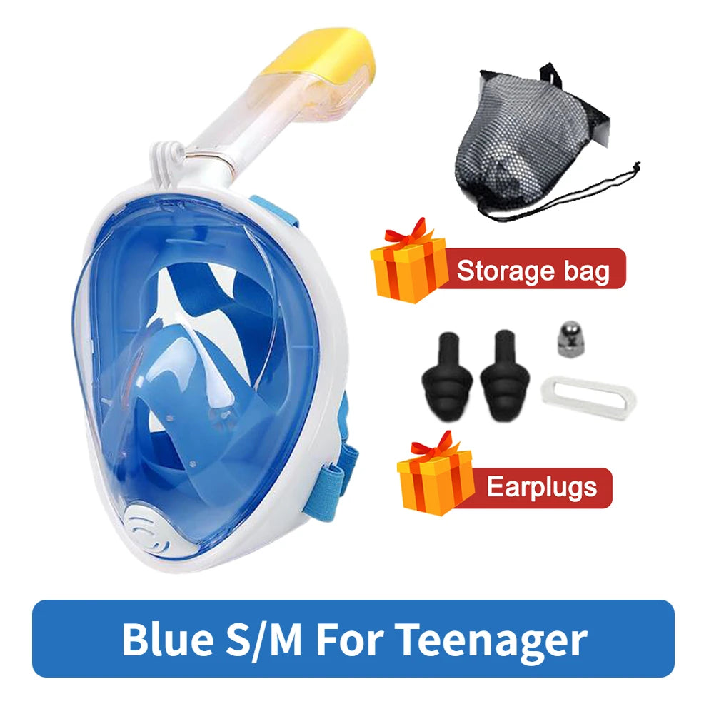 Máscara de buceo profesional para esnórquel, máscara de snorkel de cara completa subacuática, gafas antiniebla para niños y adultos, equipo de natación