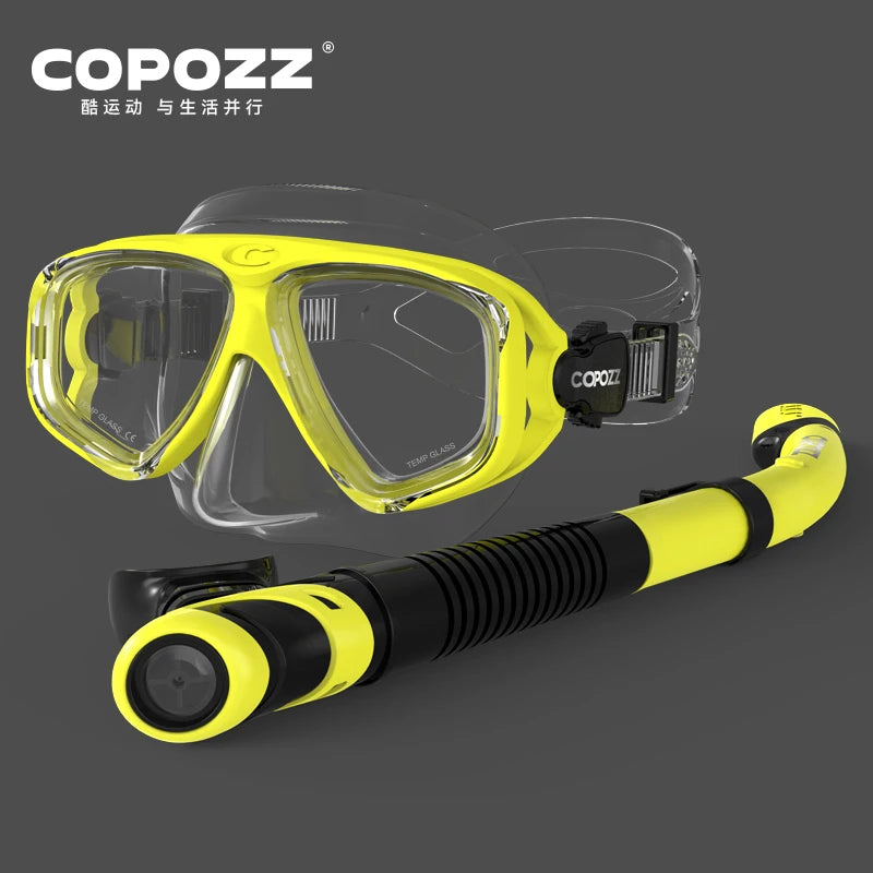 Máscara de buceo profesional COPOZZ – Antiempañante, vidrio templado y snorkel
