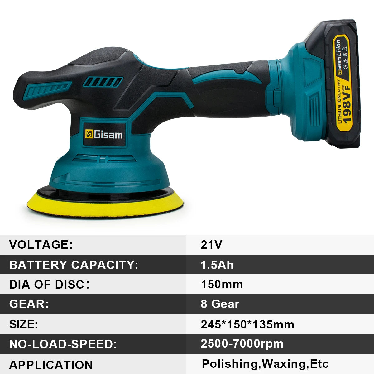Gami-pulidor de coche inalámbrico, 8 engranajes, ajustable, eléctrico, encerado, lijado, sellado, herramienta eléctrica compatible con Pin de batería Makita de 18v