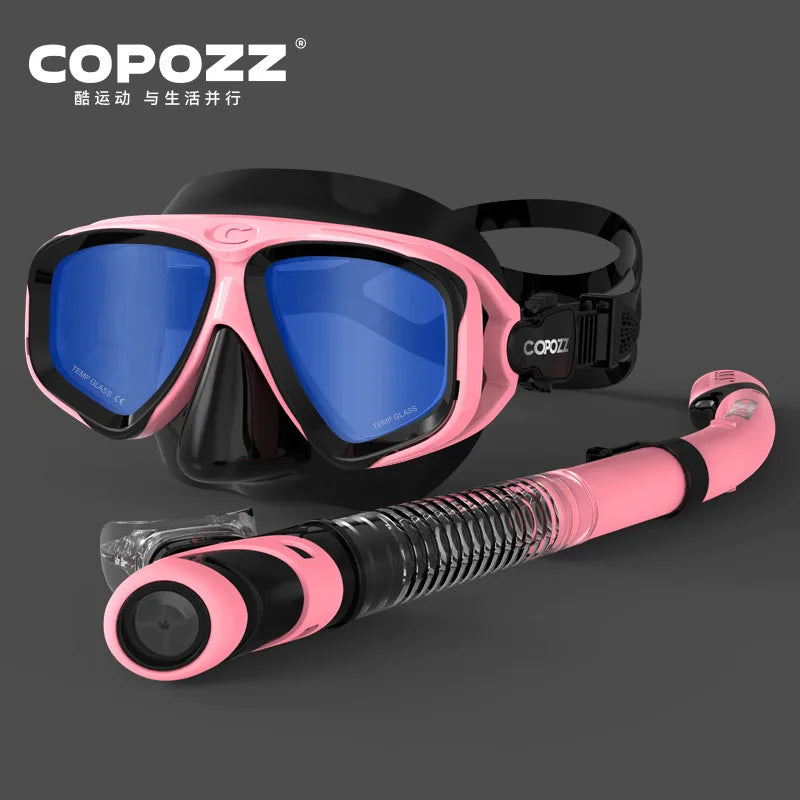 Máscara de buceo profesional COPOZZ – Antiempañante, vidrio templado y snorkel
