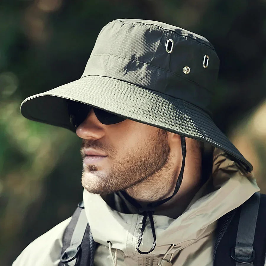 Sombrero impermeable con protección UV para pesca y aventura al aire libre