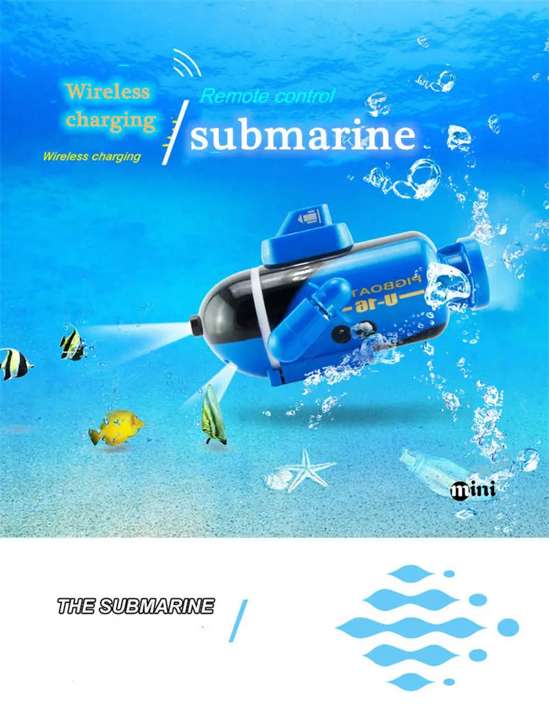 Mini submarino teledirigido con luz LED, barco de Radio Control, carga impermeable, submarino alimentado por energía Nuclear, modelo de regalo, juguetes para niños, nuevo