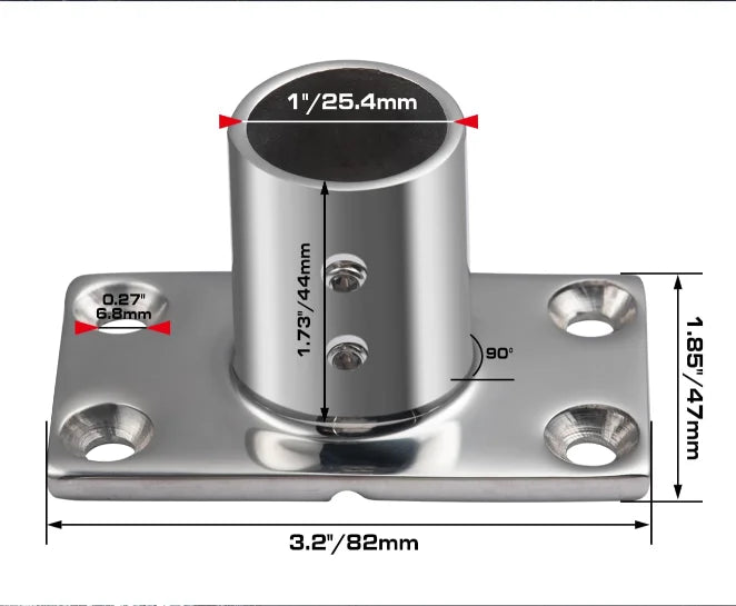 Goture, 1 pieza, montaje de pasamanos para barco, 35/45/60/90 grados, acero inoxidable, 7/8 "/1", Base redonda/rectangular, Hardware de barandilla para yate y barco