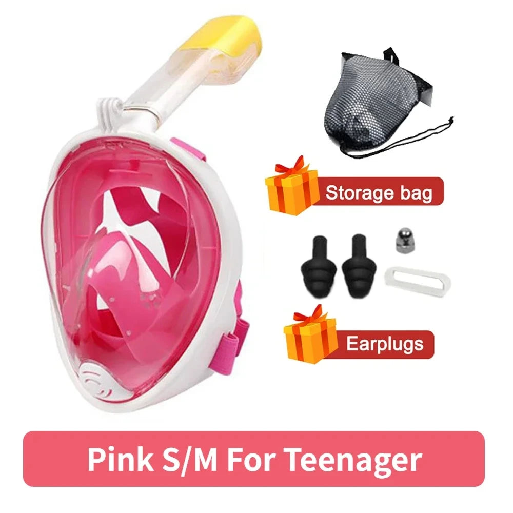 Máscara de buceo profesional para esnórquel, máscara de snorkel de cara completa subacuática, gafas antiniebla para niños y adultos, equipo de natación
