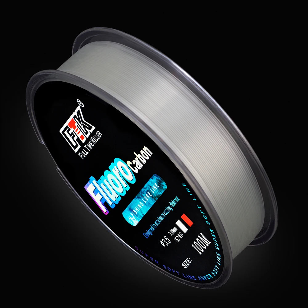 Línea de pesca con revestimiento de fluorocarbono FTK, 100M, 0,14mm-0,5mm, 4,13LB-34,32LB, monofilamento de fibra de carbono