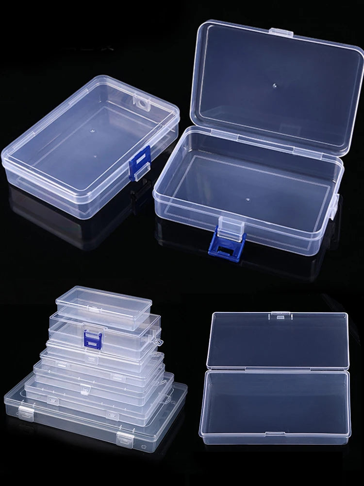 Caja translúcida Rectangular, caja de almacenamiento fuerte y duradera, cajas de plástico de embalaje, estuche de almacenamiento multifuncional impermeable a prueba de polvo
