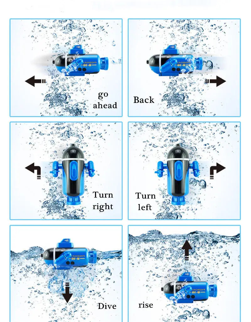 Mini submarino teledirigido con luz LED, barco de Radio Control, carga impermeable, submarino alimentado por energía Nuclear, modelo de regalo, juguetes para niños, nuevo