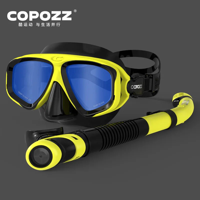 Máscara de buceo profesional COPOZZ – Antiempañante, vidrio templado y snorkel