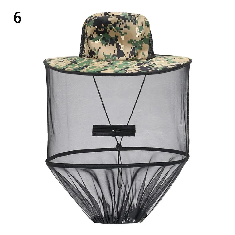 Sombrero repelente de insectos con protección solar y red invisible