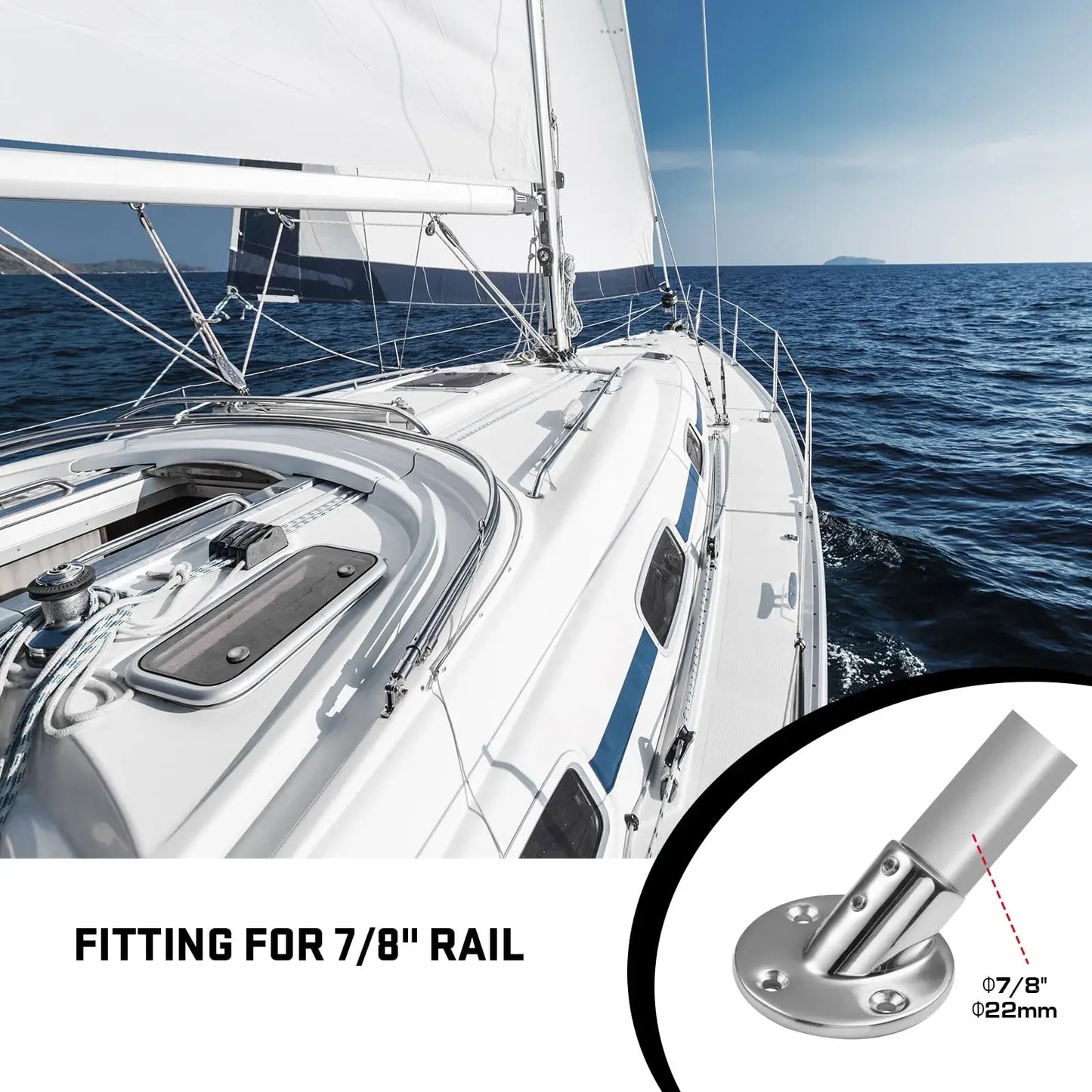 Goture, 1 pieza, montaje de pasamanos para barco, 35/45/60/90 grados, acero inoxidable, 7/8 "/1", Base redonda/rectangular, Hardware de barandilla para yate y barco