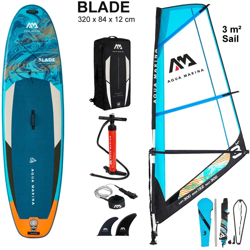 2022 windsurf 320*84*15CM tabla AQUA MARINA BLADE tabla de sup inflable vela velero stand up paddle surf tabla de surf windsail