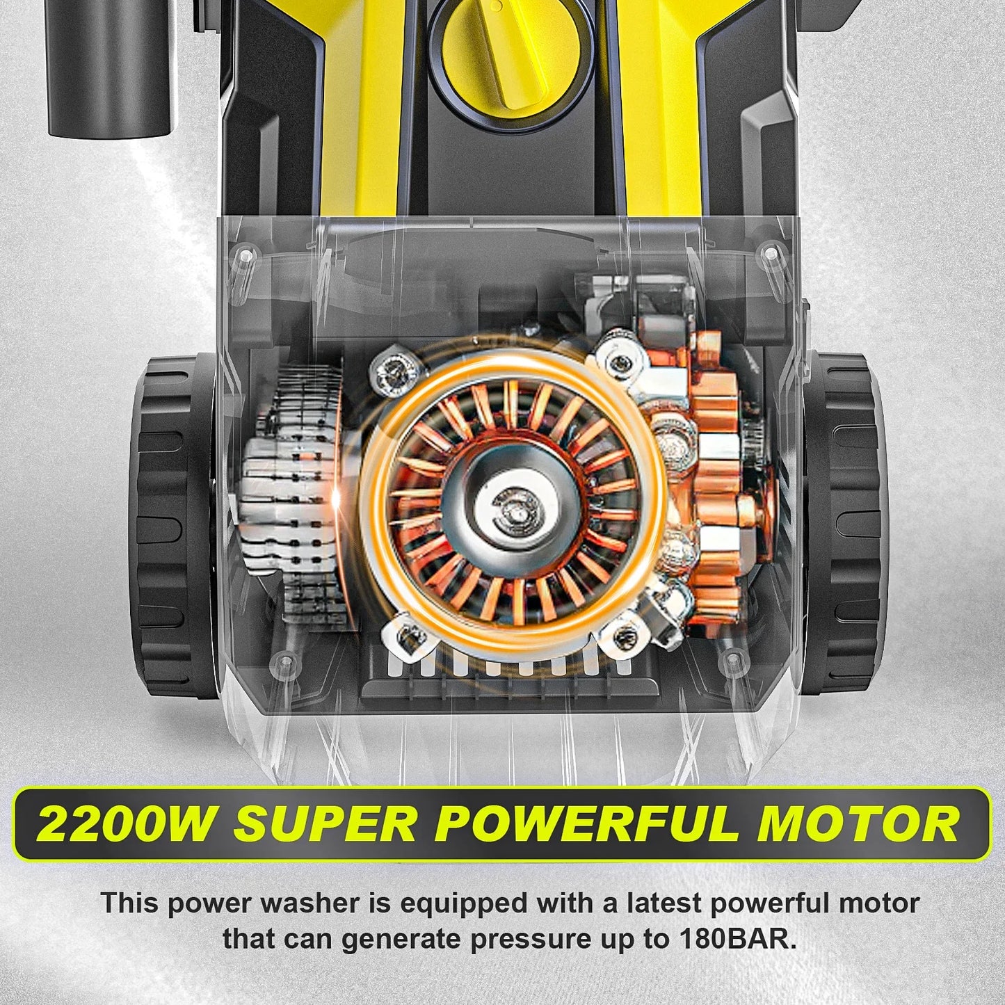 Gismis 180Bar 2200W Lavadora eléctrica de alta presión Pistola de lavado de autos Pistola pulverizadora de lavado de agua para lavado de jardín 180 ° Boquilla ajustable