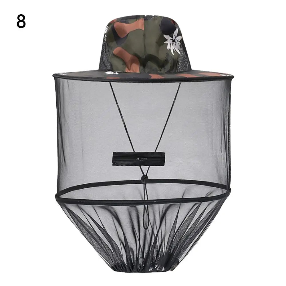Sombrero repelente de insectos con protección solar y red invisible