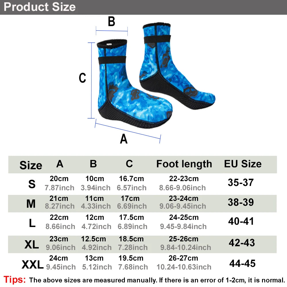 Calcetines de neopreno camuflaje 3mm para buceo y deportes acuáticos