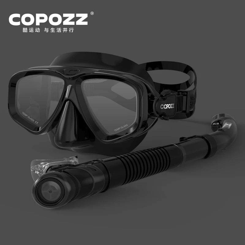Máscara de buceo profesional COPOZZ – Antiempañante, vidrio templado y snorkel